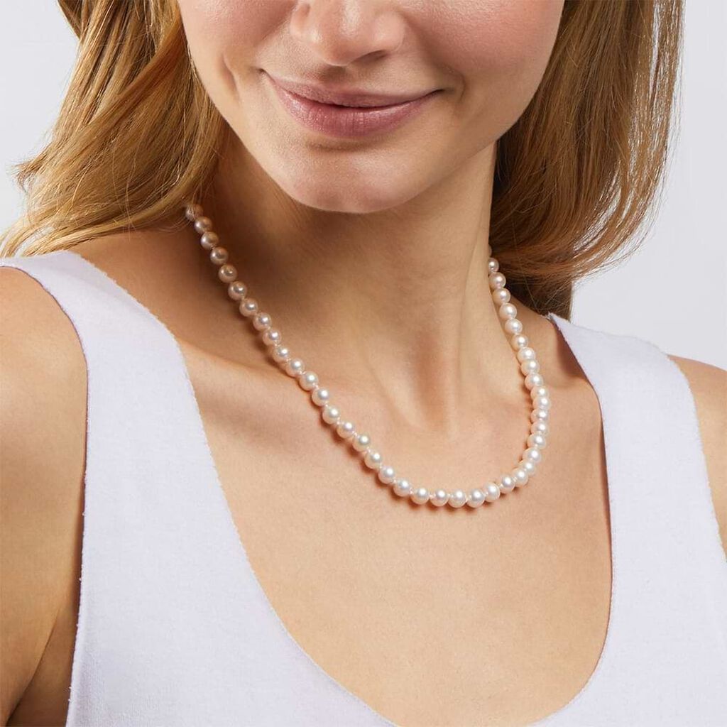 Collana Gabrielle Oro Bianco Perla D'Acqua Dolce Cubic Zirconia - Collane Donna | Stroili