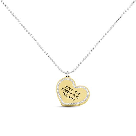 Collana Lady Message Acciaio Bicolore Giallo / Bianco Cristallo - Collane Donna | Stroili