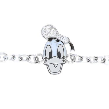Bracciale in acciaio con Paperino e strass