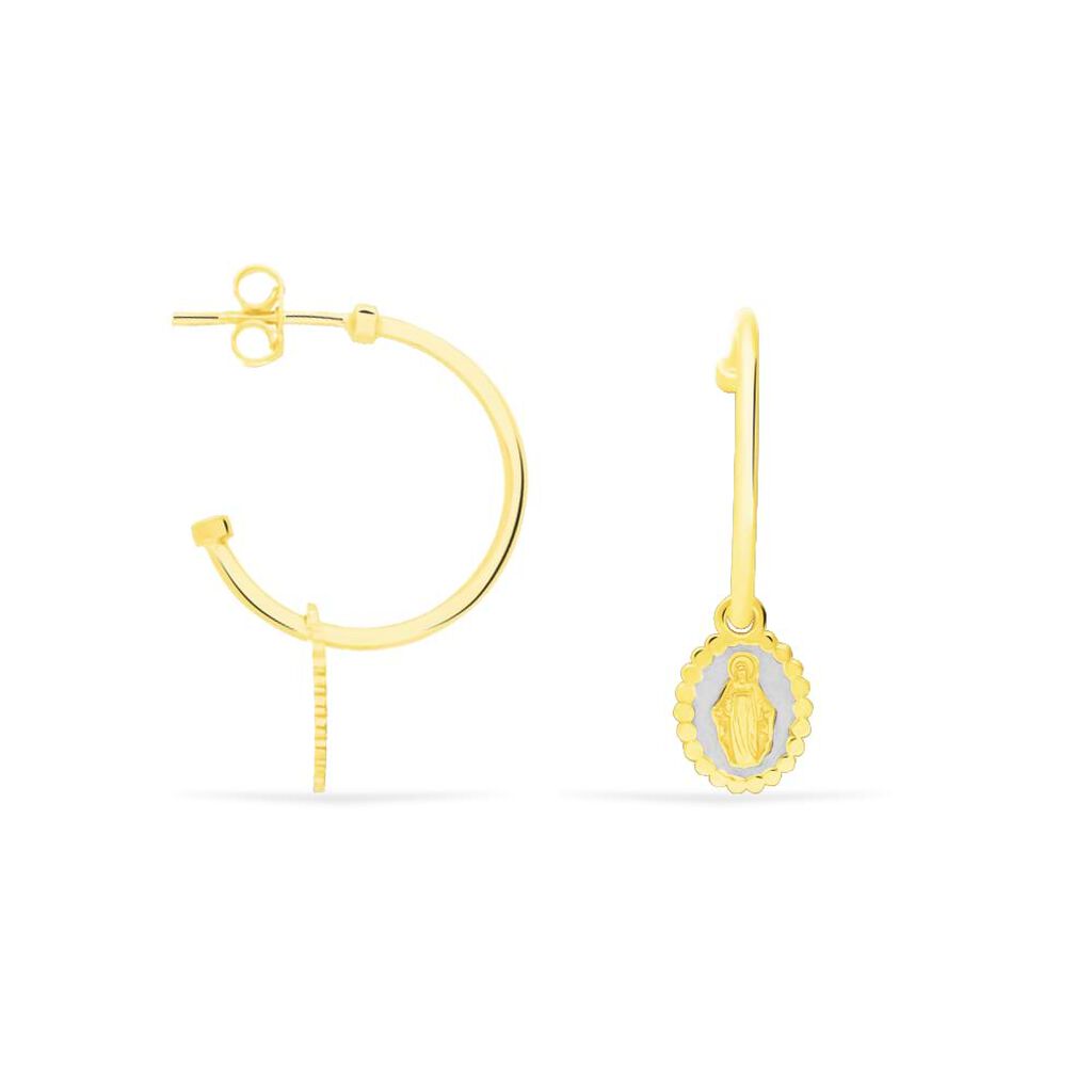 Orecchini a cerchio in argento dorato con pendente Madonna - Orecchini a Cerchio Donna | Stroili