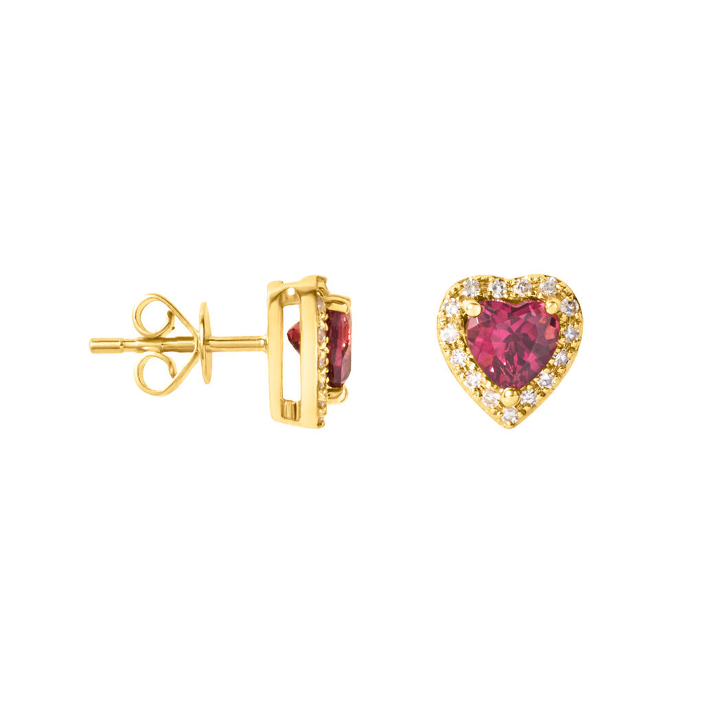 Orecchini Lobo Jasmine Oro Giallo Rodolite Diamante - Orecchini a Lobo Donna | Stroili