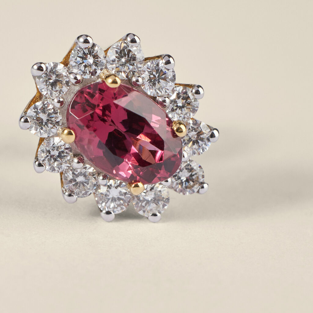 Orecchini Lobo Jasmine Oro Giallo Rodolite Diamante - Orecchini a Lobo Donna | Stroili