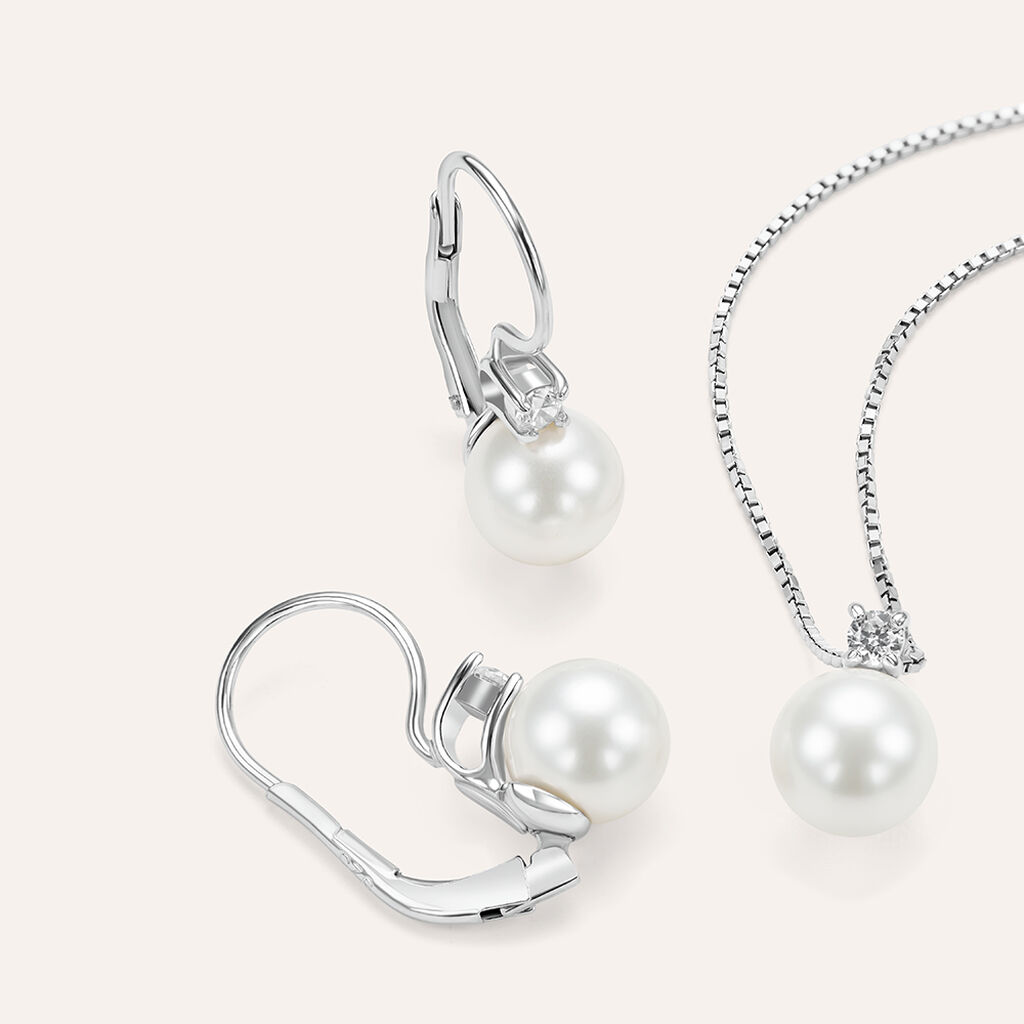 Collana Silver Pearls Argento Rodiato Perla sintentica Cubic Zirconia