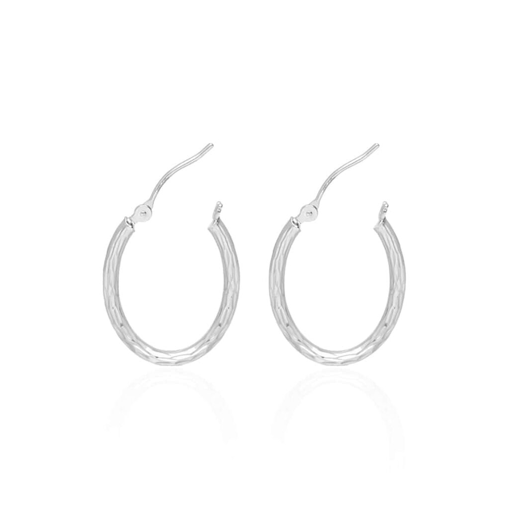 Orecchini a cerchio in oro bianco - Orecchini a Cerchio Donna | Stroili