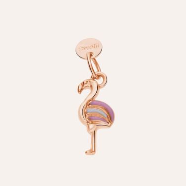 Charm fenicottero in argento rosato e smalto