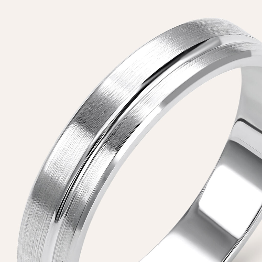 Fede Classica Satinata 4 mm Oro Bianco - Anelli con Incisione Uomo | Stroili