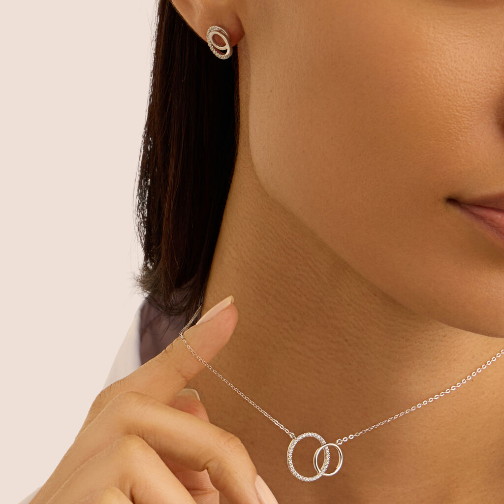 Orecchini Lobo Silver Shine Argento Rodiato Cubic Zirconia - Orecchini a Lobo Donna | Stroili