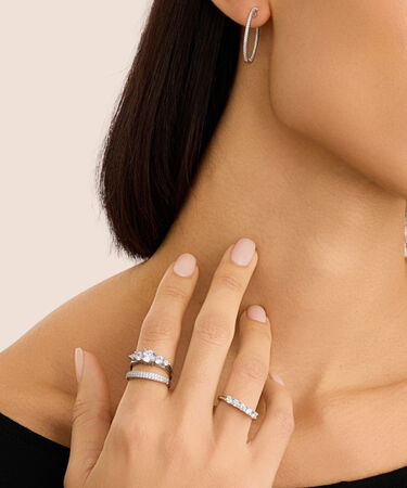 Anello Riviere Silver Elegance Argento Rodiato Cubic Zirconia