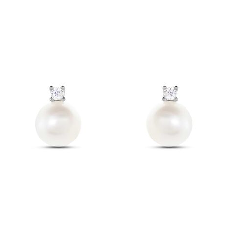 Orecchini Lobo Gabrielle Oro Bianco Perla D'Acqua Dolce Cubic Zirconia - Orecchini a Lobo Donna | Stroili