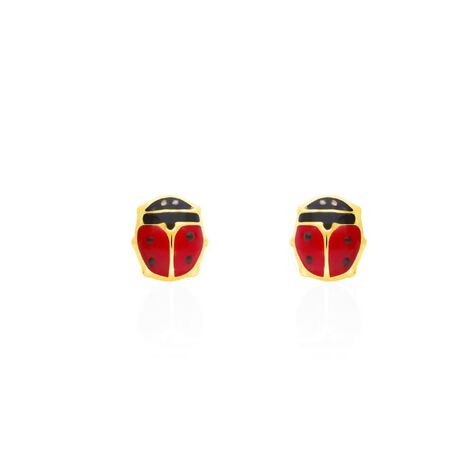 Orecchini a lobo in oro giallo e zirconi con simbolo coccinella - Orecchini a Lobo Donna | Stroili