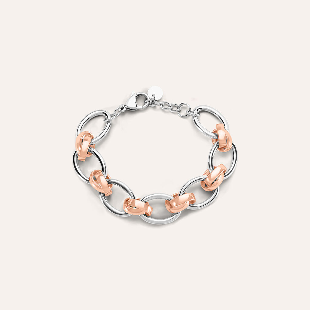 Bracciale Catena Sunrise Acciaio Bicolore Bianco / Rosa