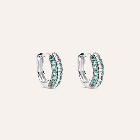 Orecchini A Cerchio Charlotte Oro Bianco Smeraldo Diamante - Orecchini a Cerchio Donna | Stroili