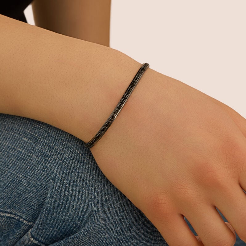 Bracciale Tennis Gentleman Argento Nero Cubic Zirconia - Bracciali Tennis Uomo | Stroili