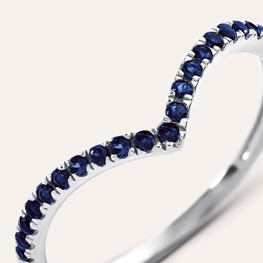 Anello Fedina Indiana Charlotte Oro Bianco Zaffiro