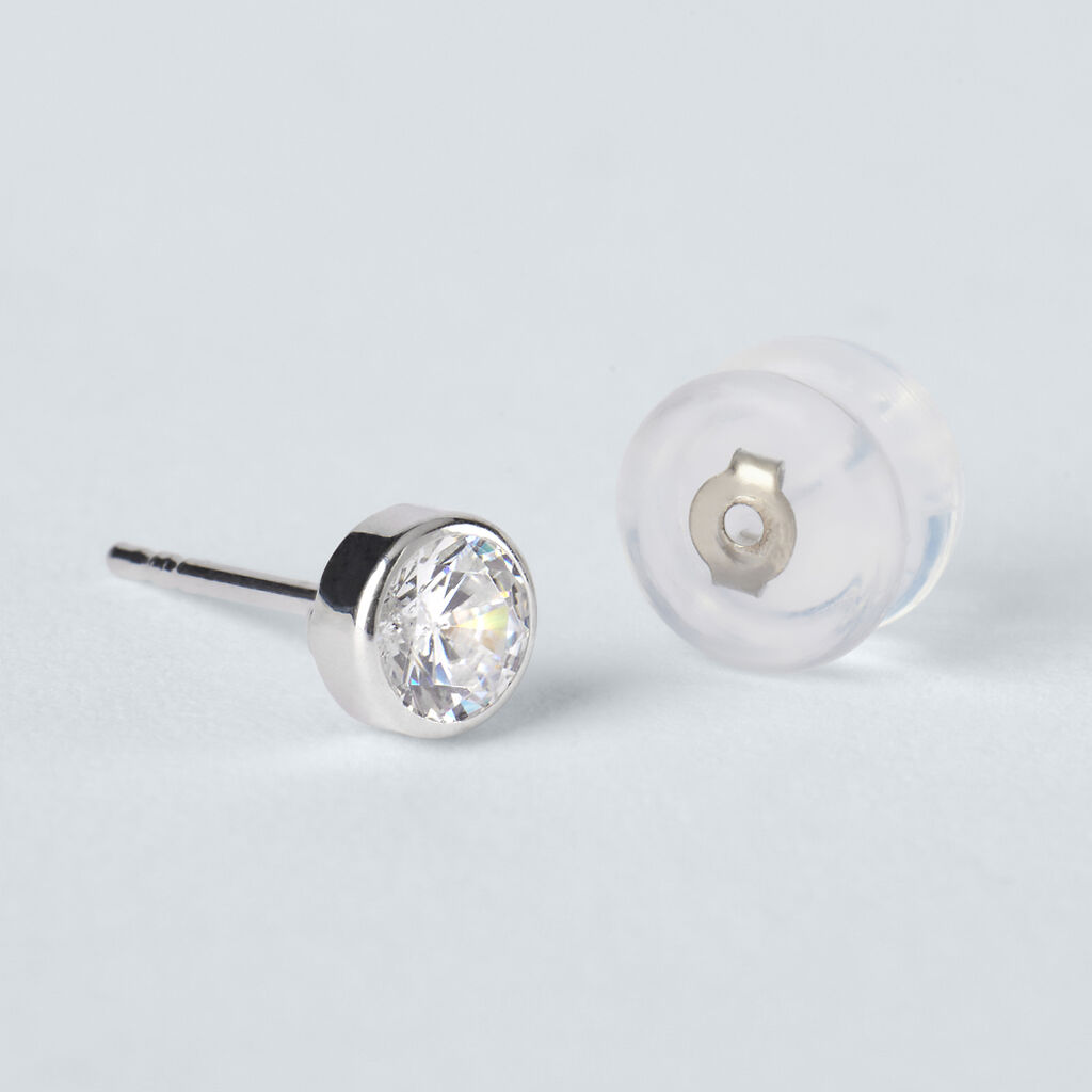 Orecchini Lobo Punto Luce Bon Ton Oro Bianco Cubic Zirconia - Orecchini a Lobo Donna | Stroili