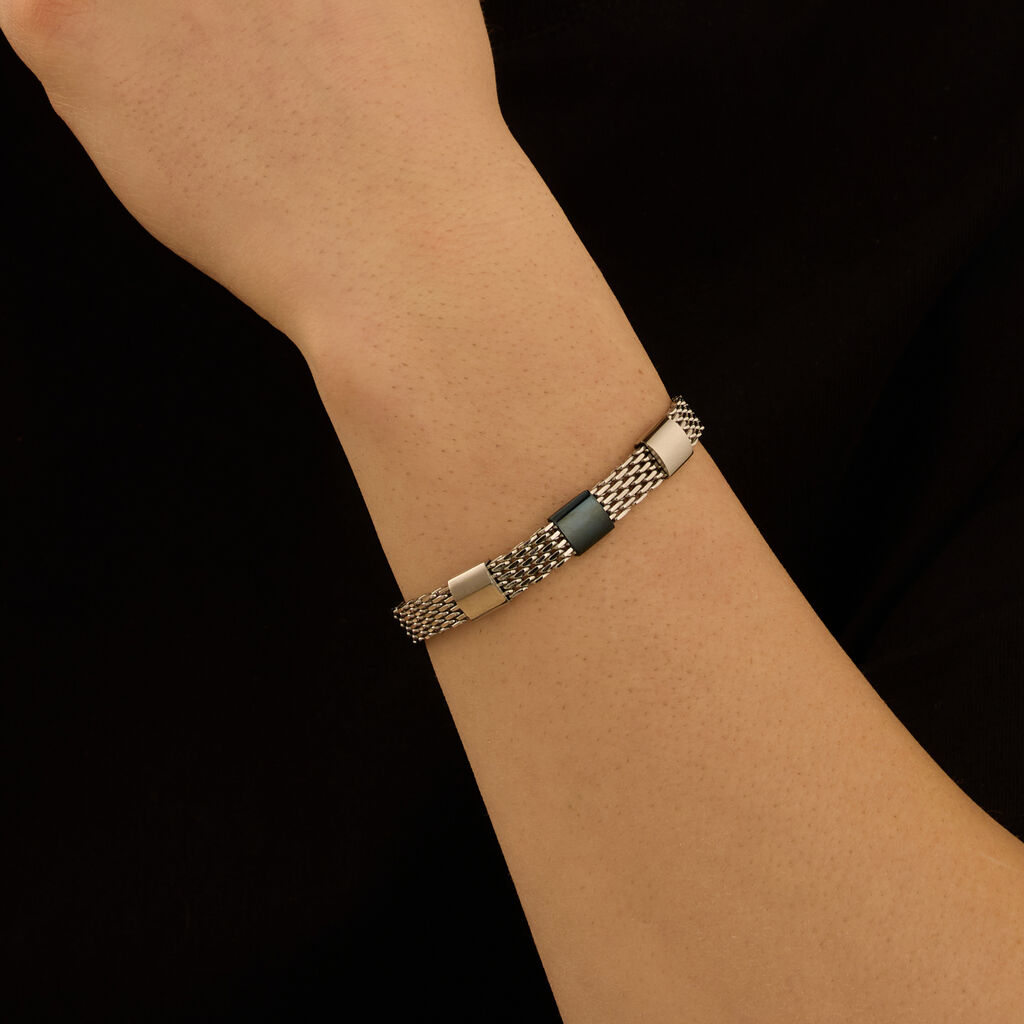 Bracciale Man Code Acciaio Bicolore Bianco / Nero