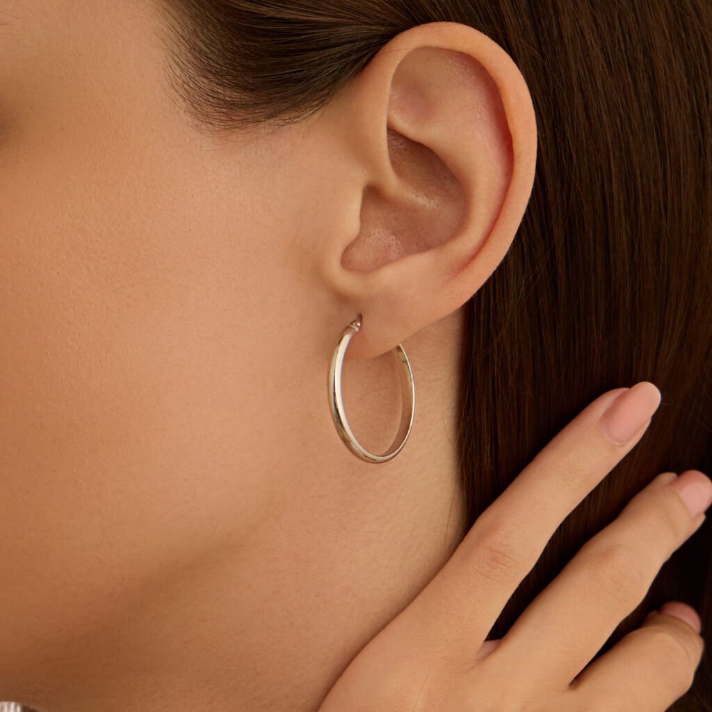 Orecchini A Cerchio Toujours Oro Bianco - Orecchini a Cerchio Donna | Stroili