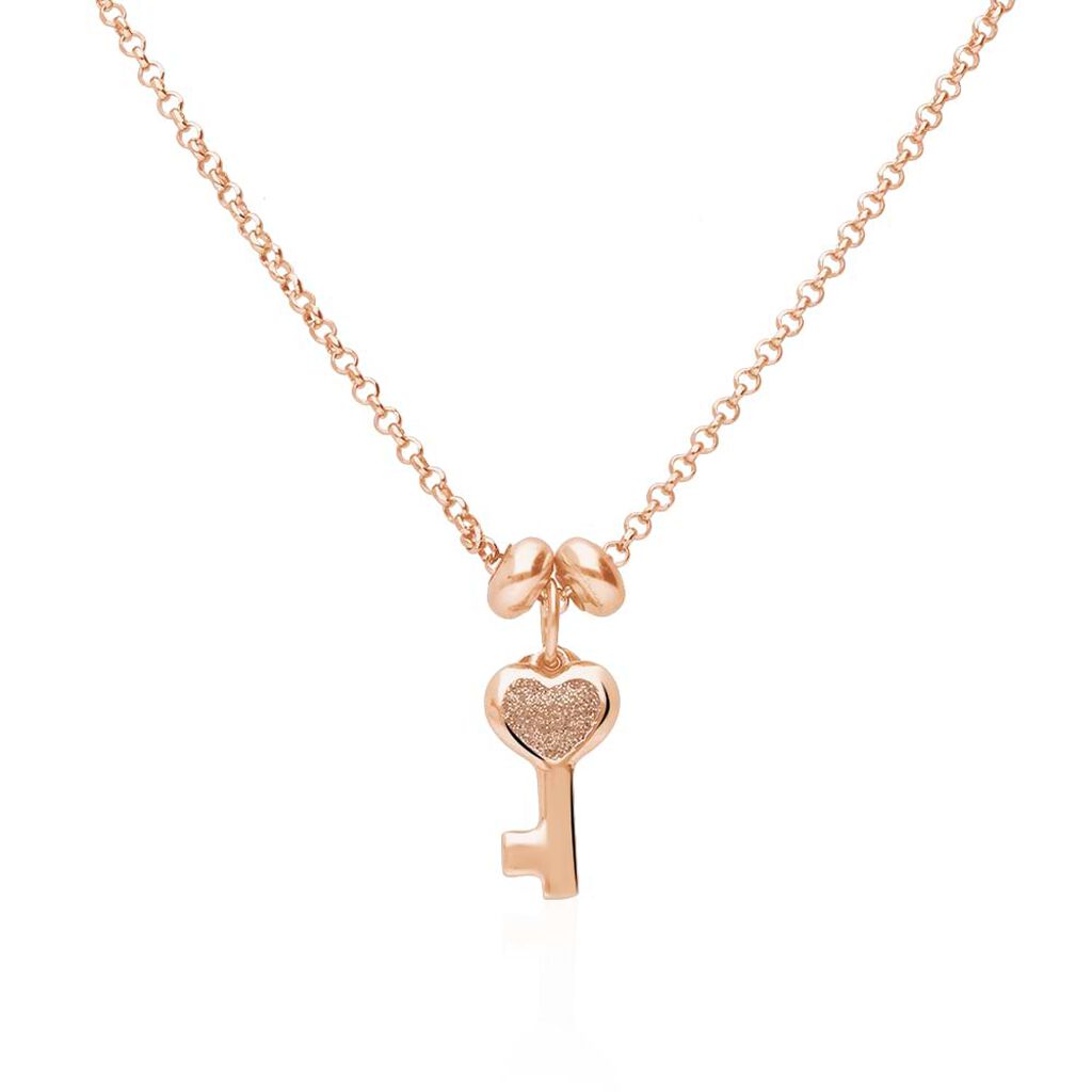Ciondolo chiave in argento rosato e smalto glitter - Charms Donna | Stroili