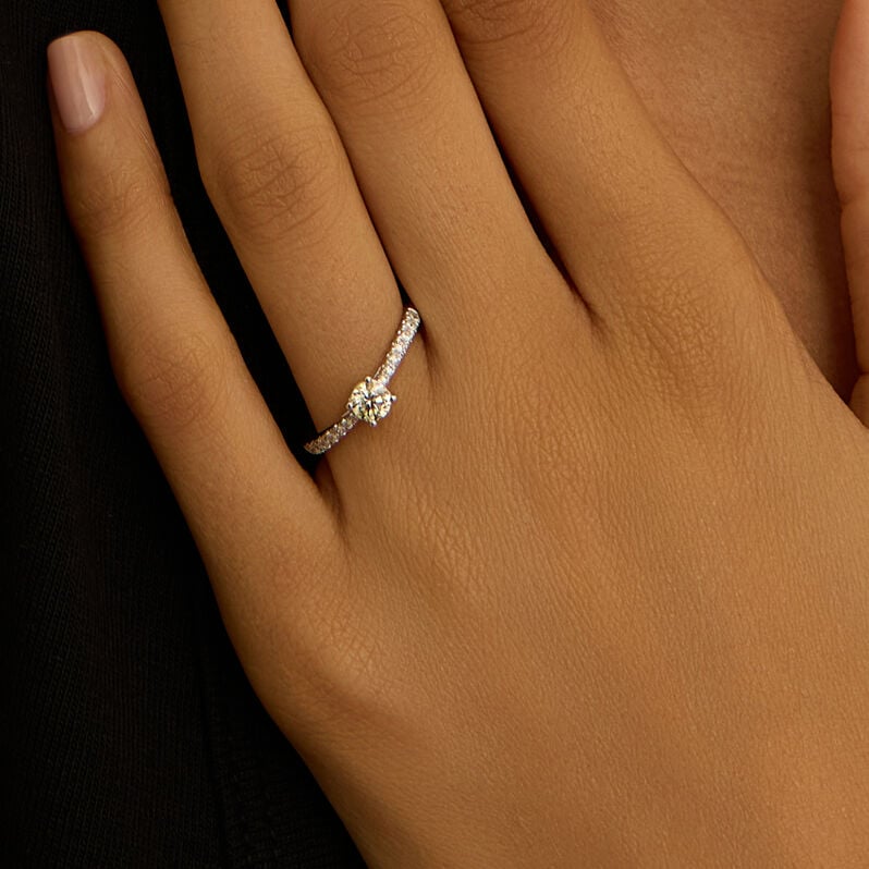 Anello Solitario Diamade Oro Bianco Diamante Lab-Grown - Anelli con Pietre Donna | Stroili