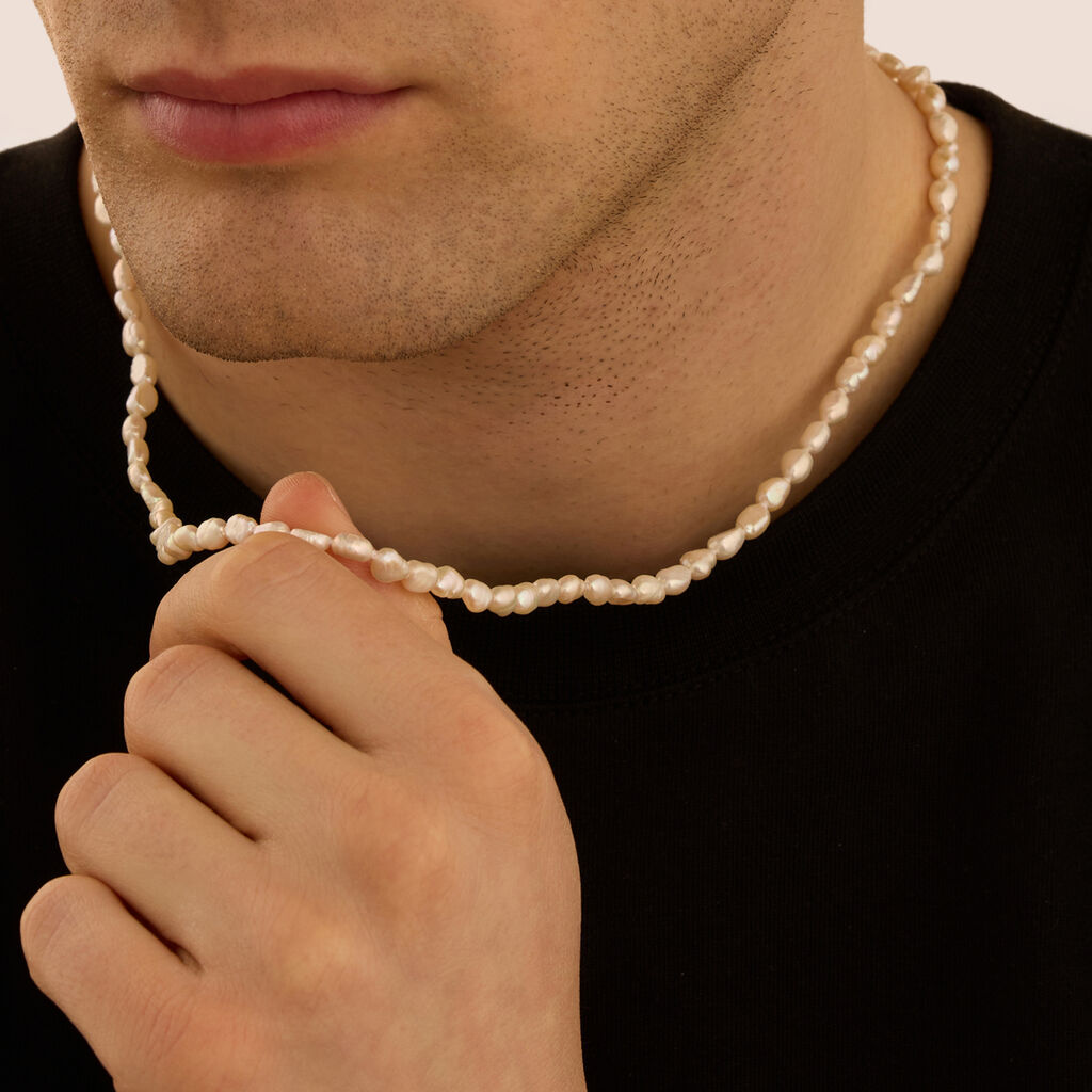 Collana L'homme Or Oro Giallo Perla D'Acqua Dolce