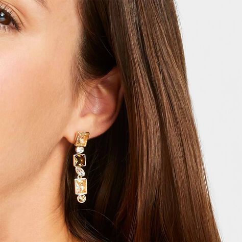 Orecchini pendenti con pietre sui toni dell'oro in metallo dorato - Orecchini Pendenti Donna | Stroili