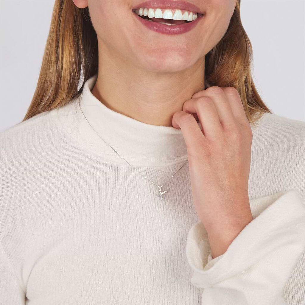 Collana Diamond Letters Oro Bianco Diamante - Collane Donna | Stroili