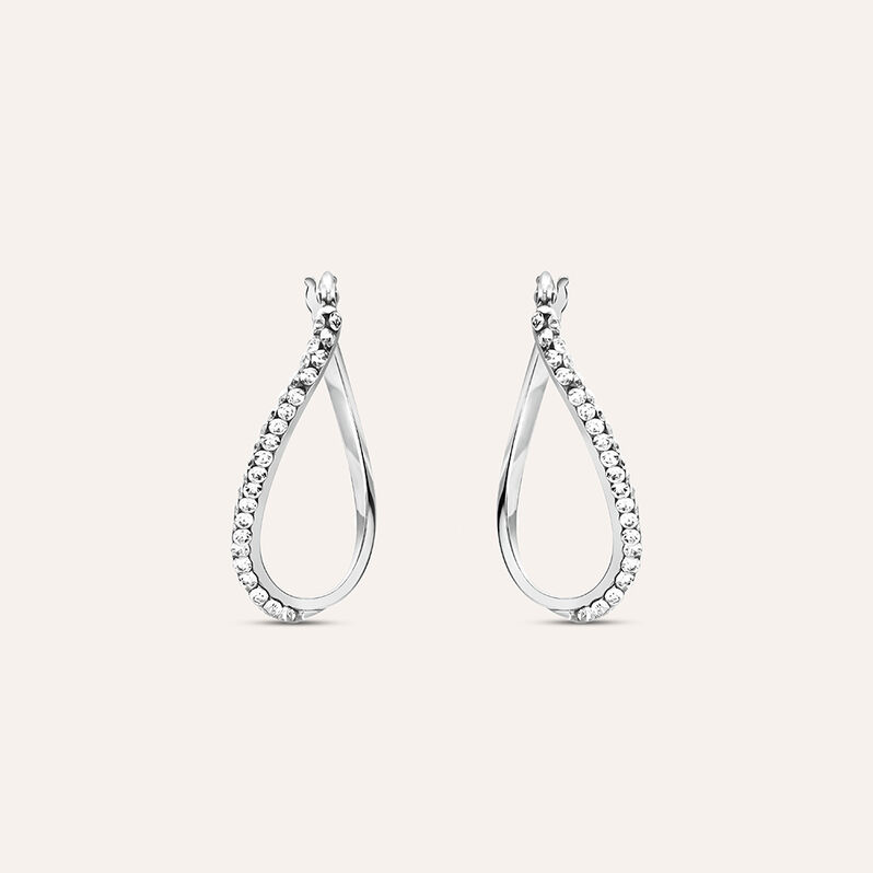 Orecchini A Cerchio Crystal Gold Oro Bianco Cristallo - Orecchini a Cerchio Donna | Stroili