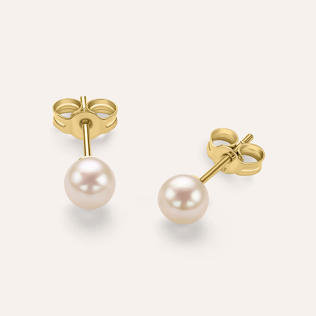 Orecchini Lobo Gabrielle Oro Giallo Perla D'Acqua Dolce