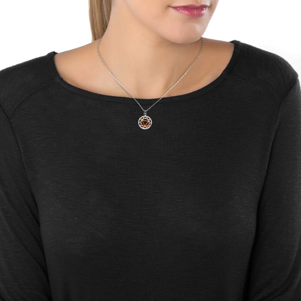 Collana in argento bicolore e zirconi con ciondolo III Chakra della volont√† - Collane Donna | Stroili