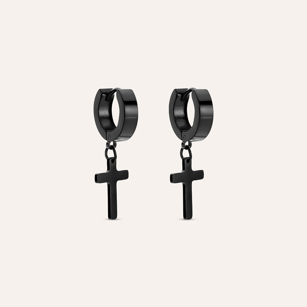 Orecchini A Cerchio Man Code Acciaio Nero