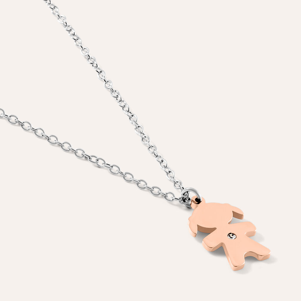 Collana Sunrise Acciaio Bicolore Bianco / Rosa Cristallo