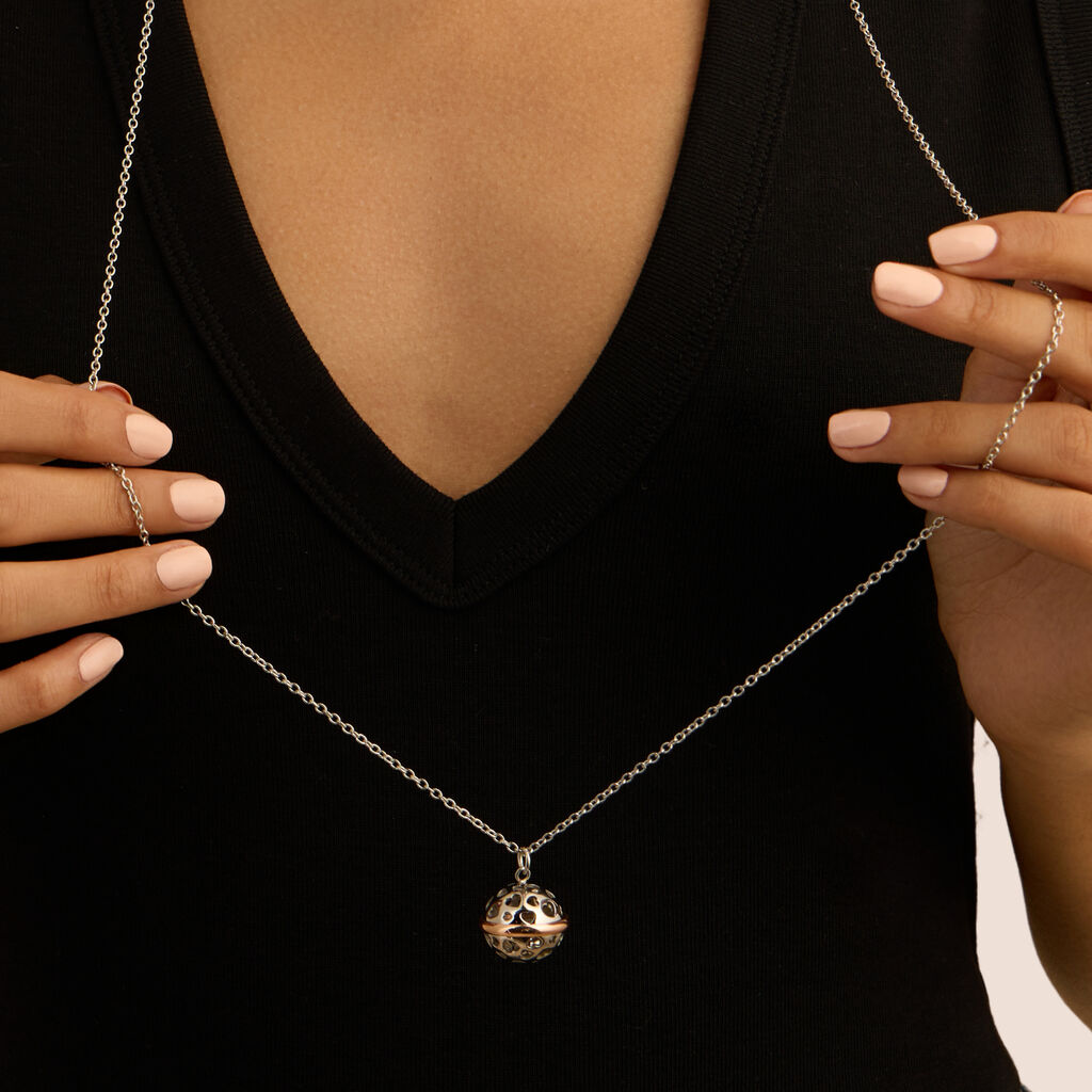 Collana Chiama Angeli Sunrise Acciaio Bicolore Bianco / Rosa