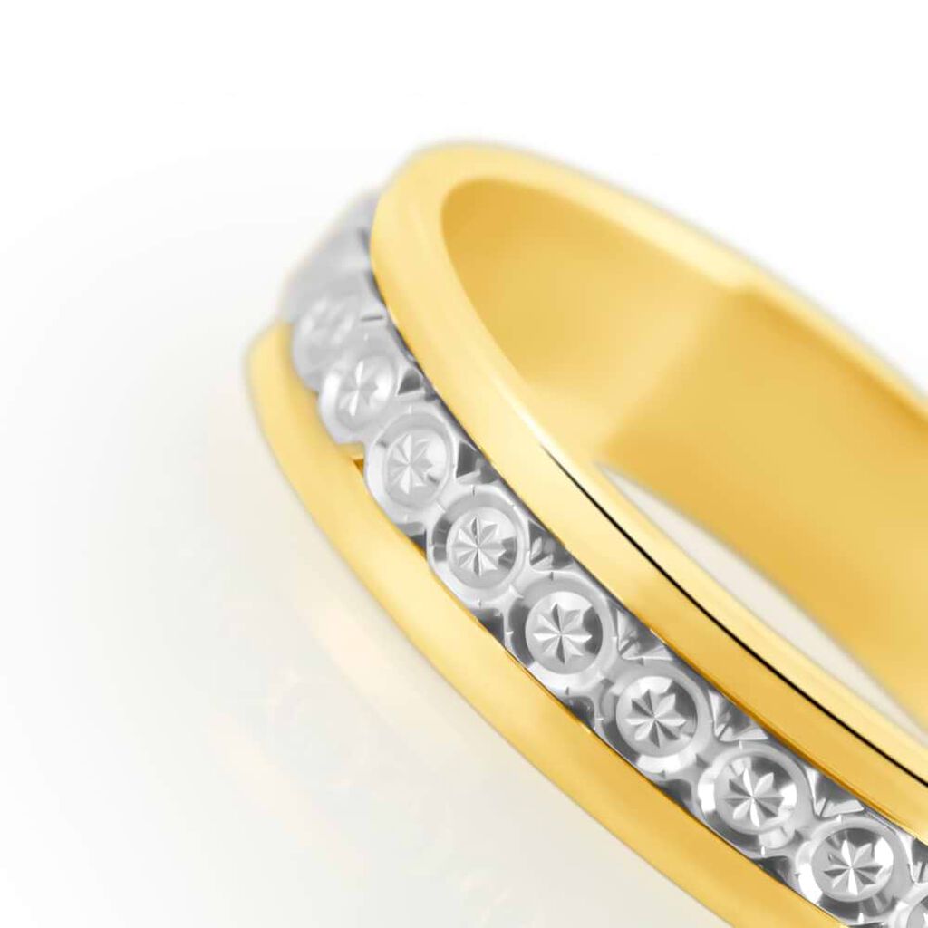 Fede Classica Diamantata 4.5 mm Oro Bicolore - Anelli con Incisione Donna | Stroili