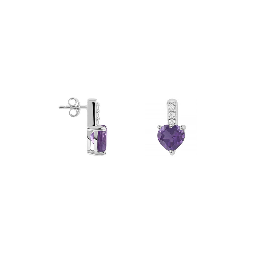 Orecchini Lobo Punto Luce Amélie Oro Bianco Ametista Cubic Zirconia - Orecchini a Lobo Donna | Stroili