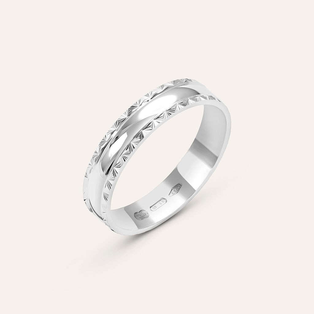 Fede Classica Diamantata 4 mm Oro Bianco - Anelli con Incisione Donna | Stroili
