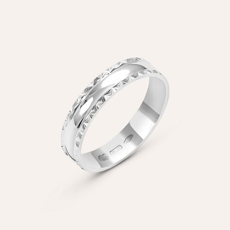 Fede Classica Diamantata 4 mm Oro Bianco - Anelli con Incisione Donna | Stroili