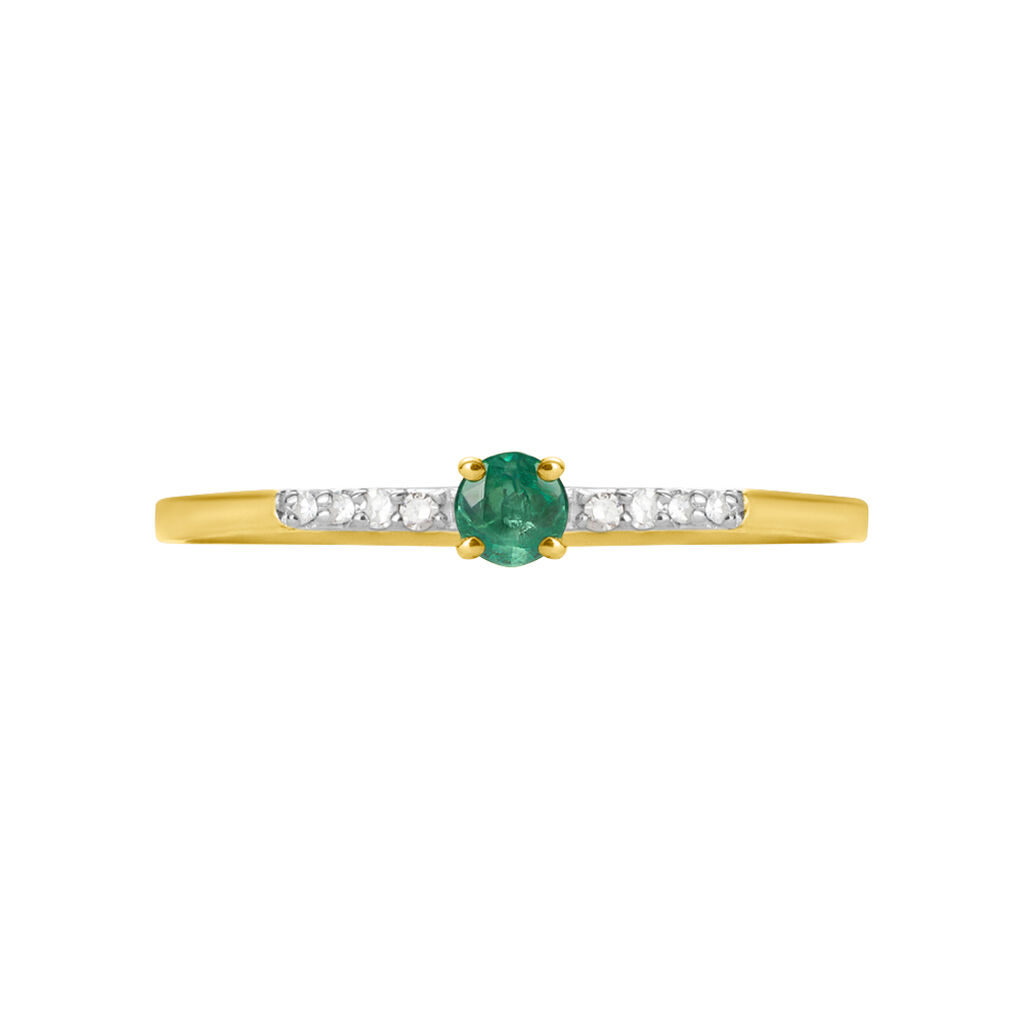 Anello Solitario Charlotte Oro Giallo Smeraldo Diamante - Anelli con Pietre Donna | Stroili