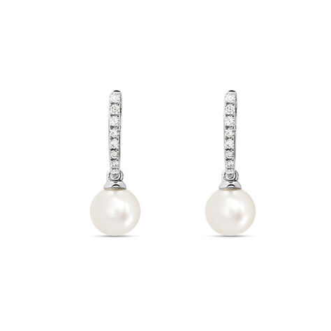 Orecchini Lobo Gabrielle Precious Oro Bianco Perla D'Acqua Dolce Diamante - Orecchini a Lobo Donna | Stroili