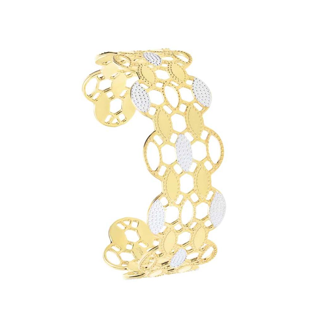 Bracciale rigido medium in bronzo dorato con cerchi