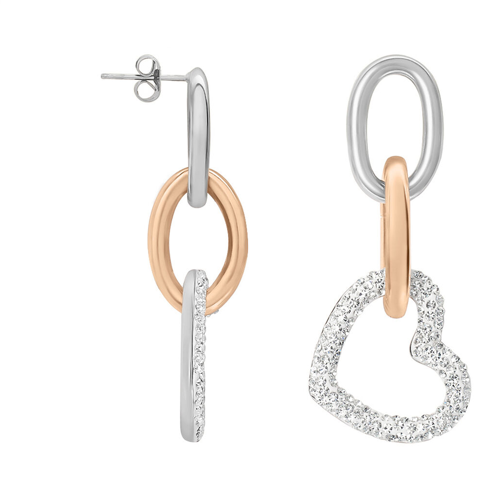 Orecchini Pendenti Lady Phantasya Acciaio Bicolore Bianco / Rosa Cristallo - Orecchini Pendenti Donna | Stroili