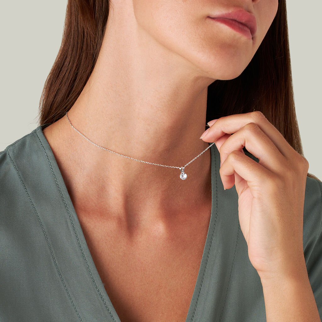 Pendente Punto Luce Poème Oro Bianco Cubic Zirconia - Ciondoli Donna | Stroili