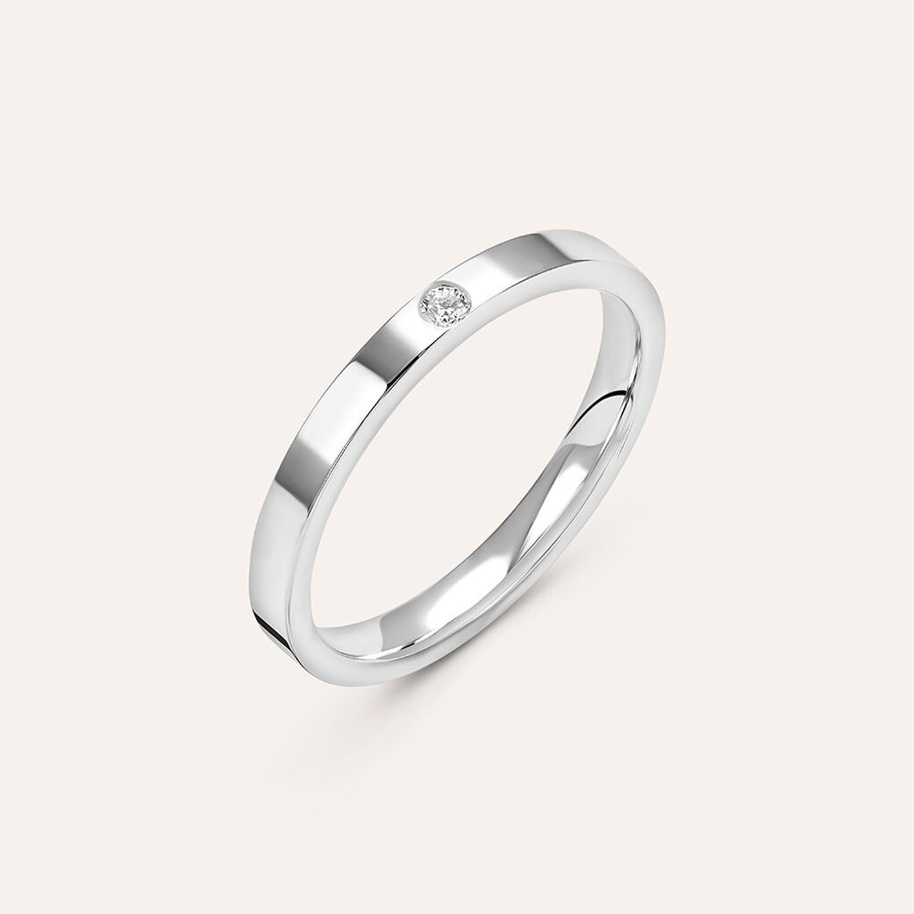 Fede Comoda Squadrata 2.5 mm Oro Bianco Diamante