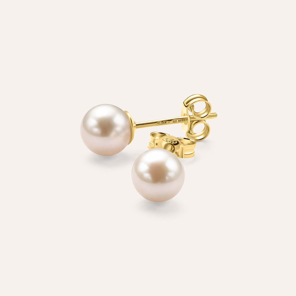 Orecchini Lobo Gabrielle Oro Giallo Perla D'Acqua Dolce