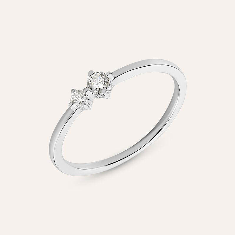 Anello Bilogy Grace Oro Bianco Diamante - Anelli con Pietre Donna | Stroili