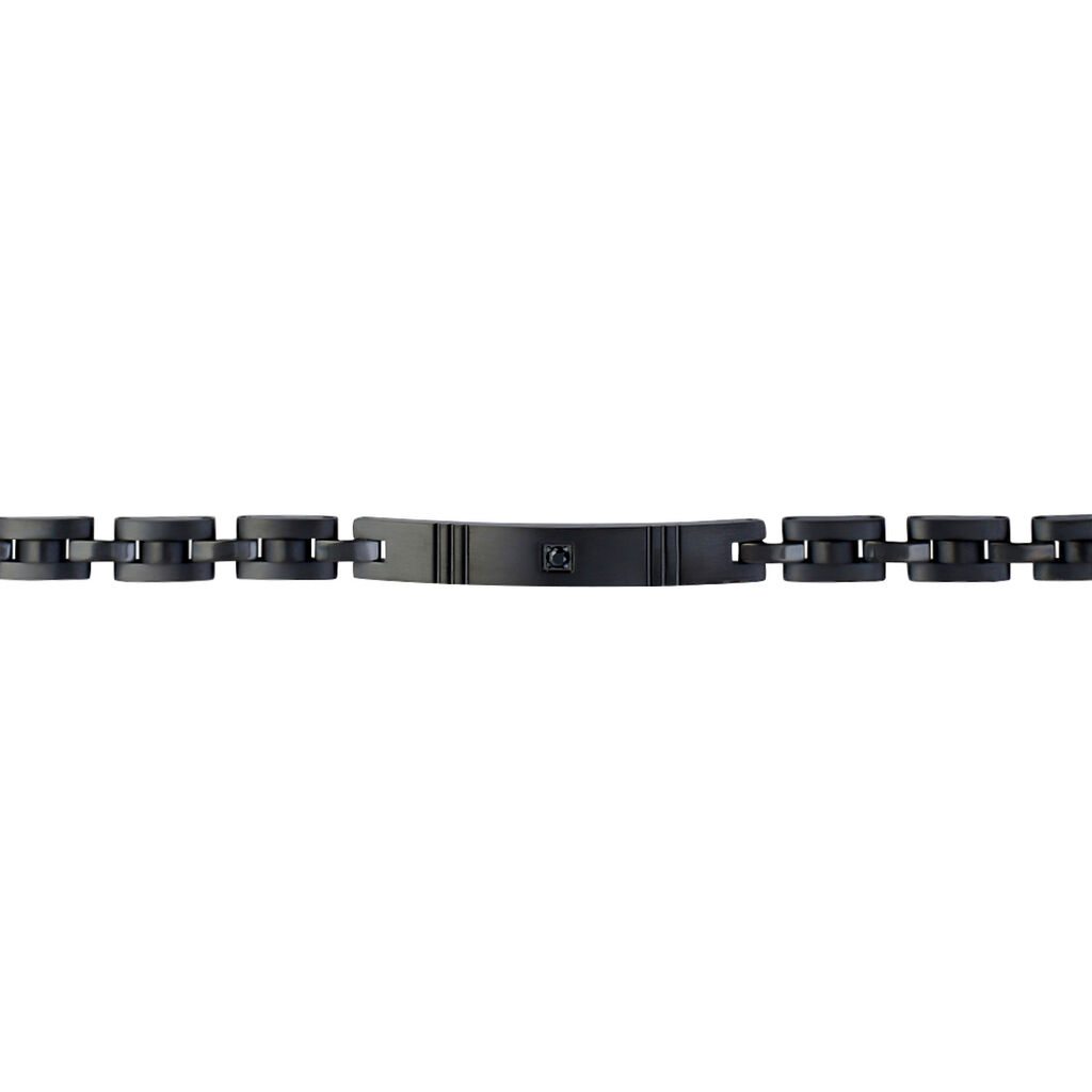 Bracciale Man Code Acciaio Nero Cristallo