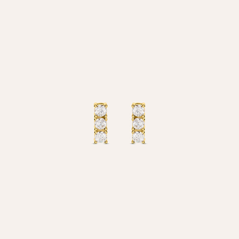 Orecchini Lobo Trilogy Silver Glow Argento Dorato Cubic Zirconia - Orecchini a Lobo Donna | Stroili