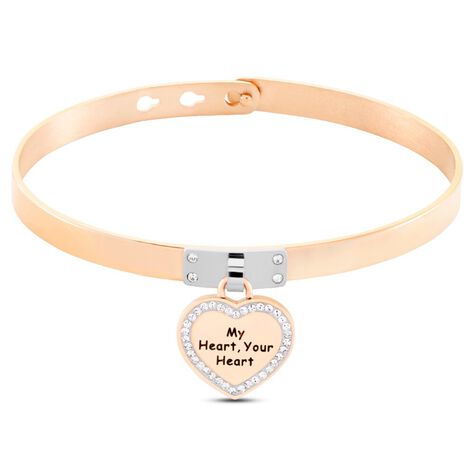 Bangle Lady Message Acciaio Bicolore Bianco / Rosa Cristallo - Bracciali Rigidi Donna | Stroili