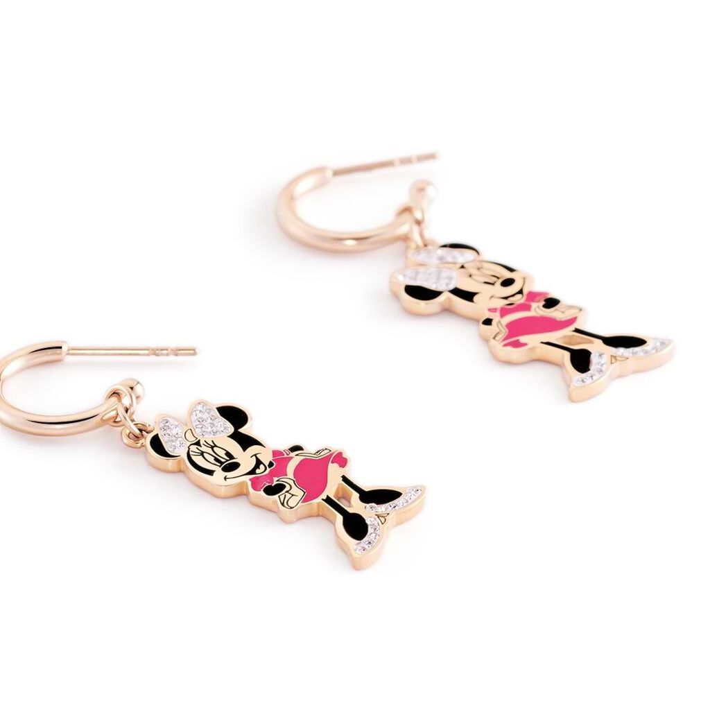 Orecchini Pendenti Mickey Mouse & Friends Acciaio Rosa Cristallo - Orecchini Pendenti Donna | Stroili