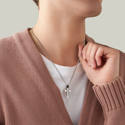 Collana Man Code Acciaio Bicolore Bianco / Nero Cubic Zirconia - Collane Uomo | Stroili