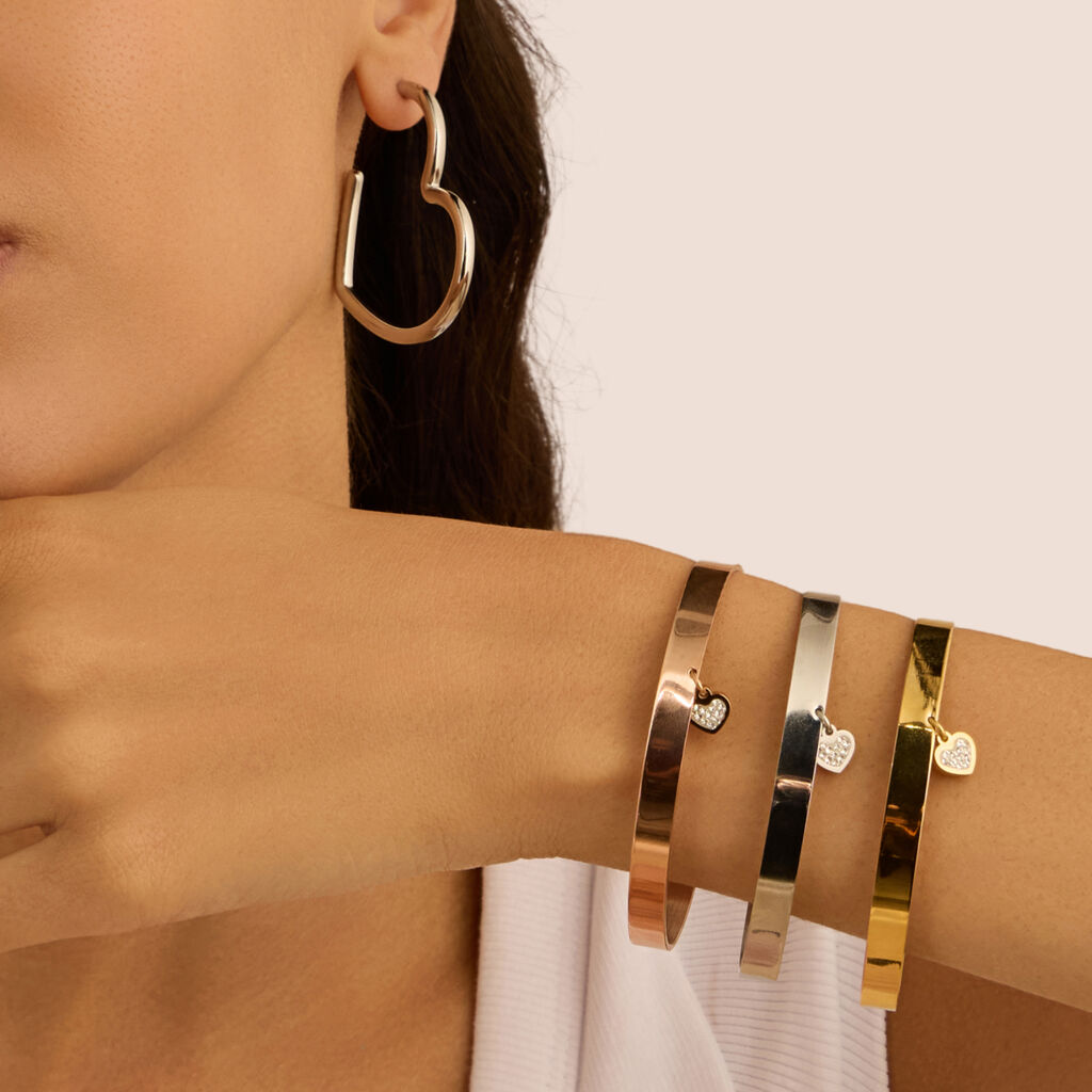 Bangle Radiance Acciaio Dorato Cristallo